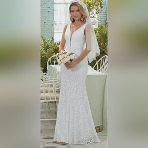 Ever Pretty White Halter Backless Bridal Gown